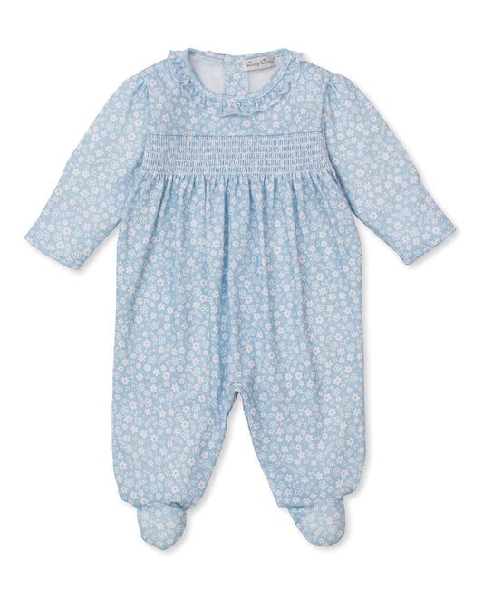 BLUE FALL IN BLOOM SMOCKED FOOTIE