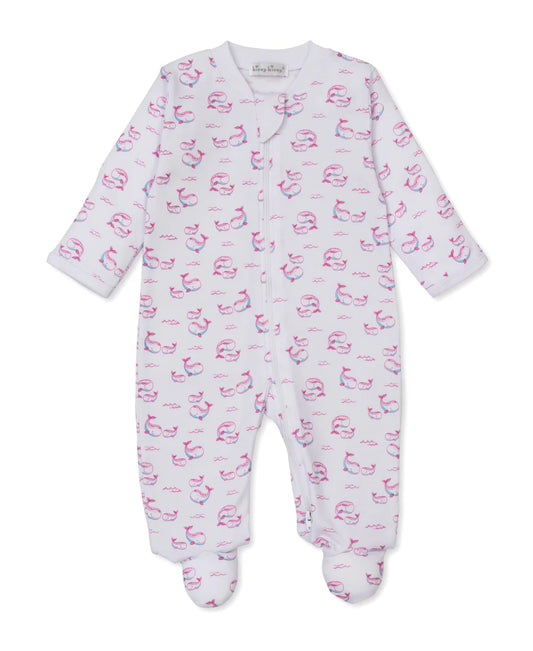 PINK WHALE PODS ZIP FOOTIE