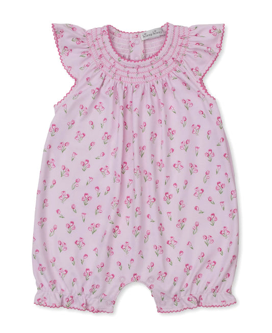 TIMELESS TULIPS PINK SHORT PLAYSUIT
