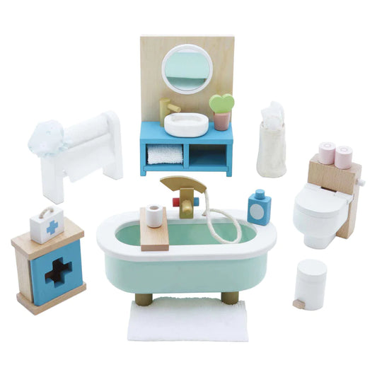 WOODEN DOLLHOUSE BATHROOM FURN