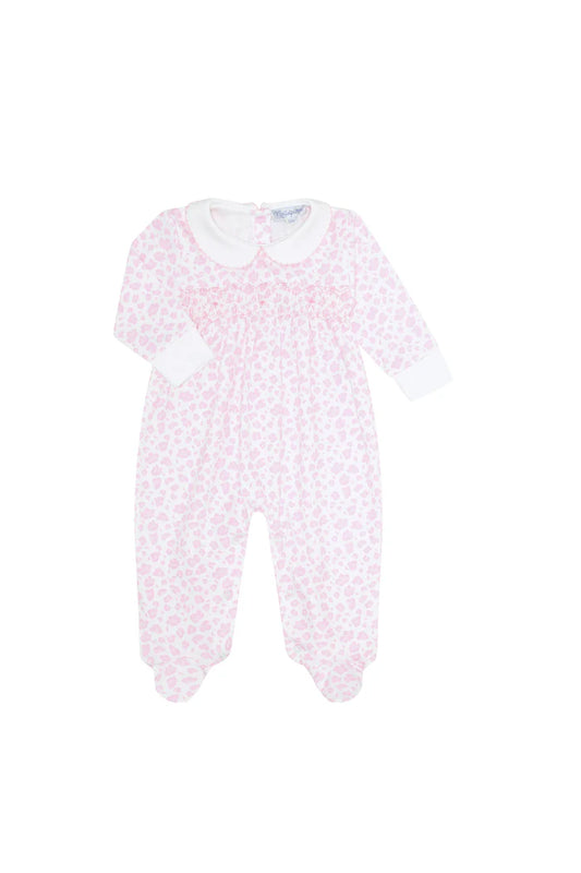 PINK CHEETAH SMOCKED FOOTIE