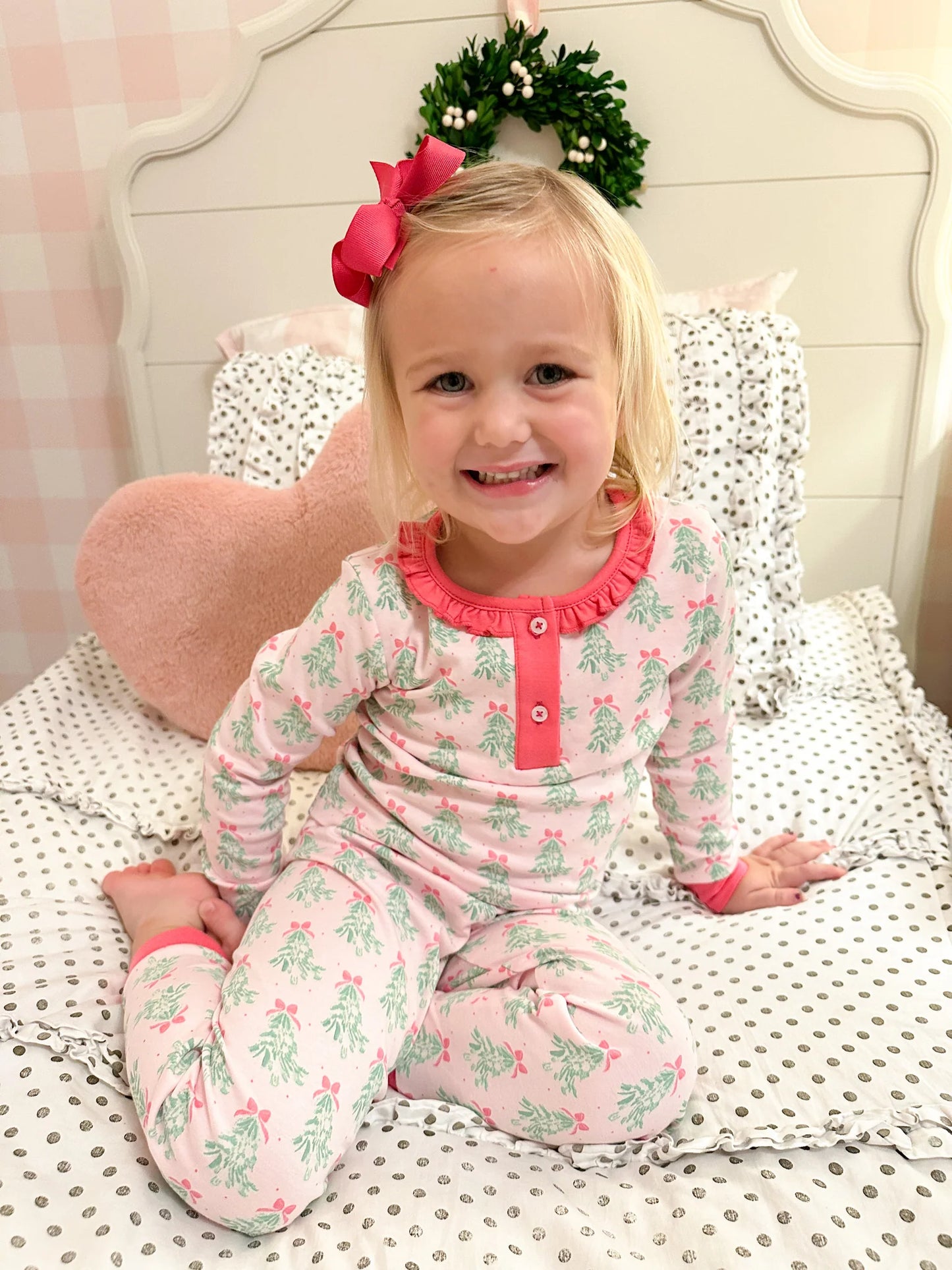 PINK 2PC CHRISTMAS TREE JAMMIES