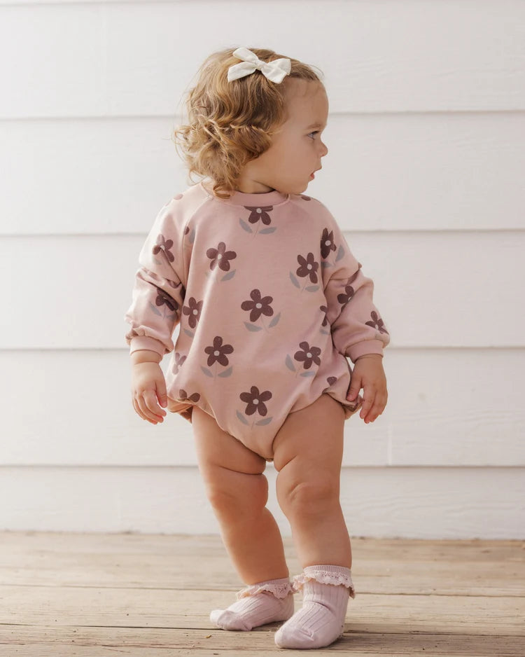 CREW NECK ROMPER PINK DAISIES