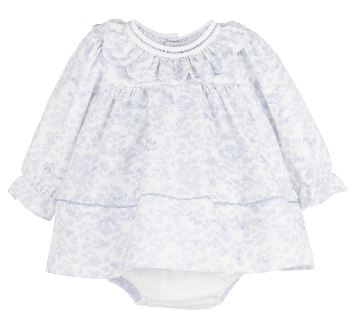 FROSTY FLORAL SCALLOP RUFFLE BLUE