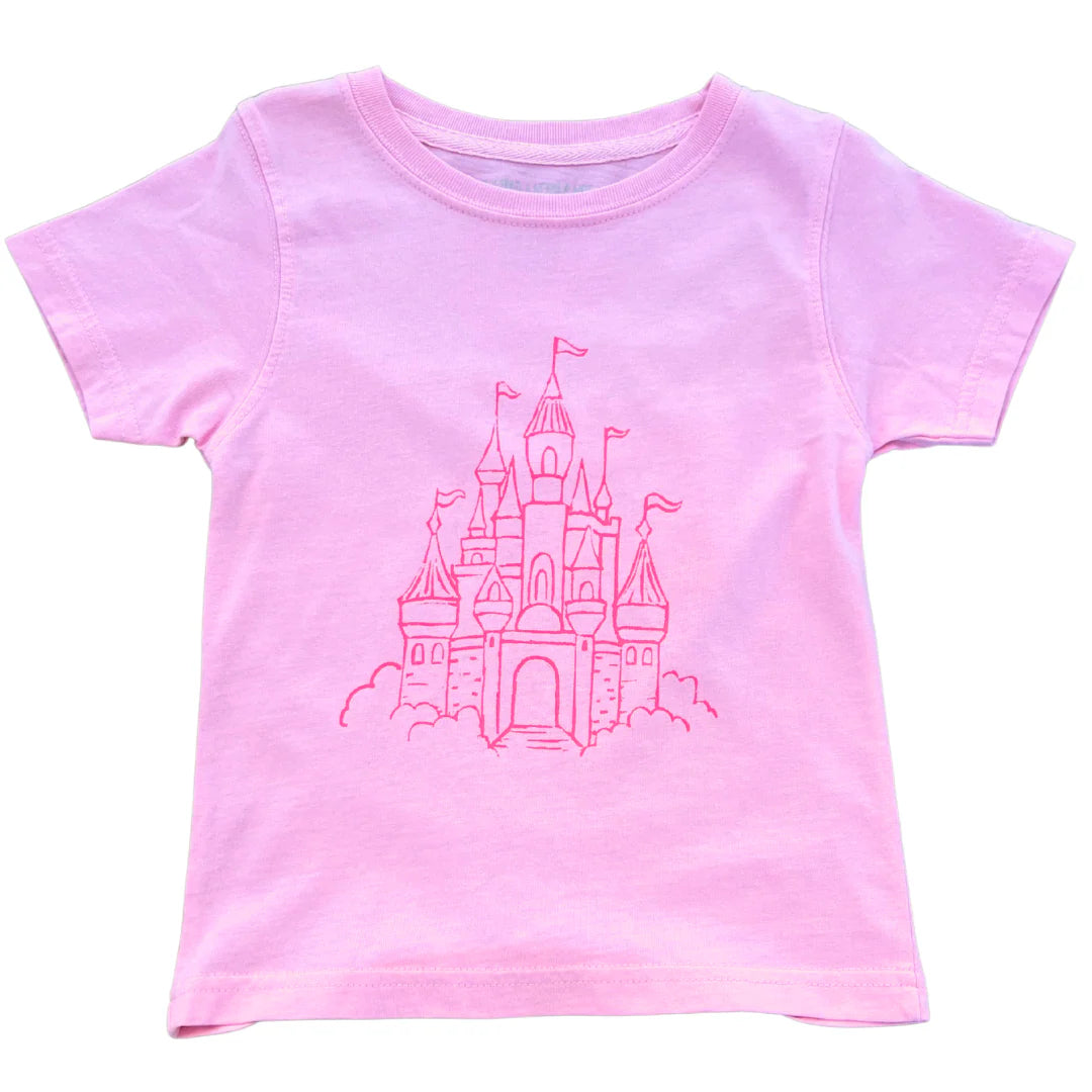 SS LT PINK CASTLE TSHIRT