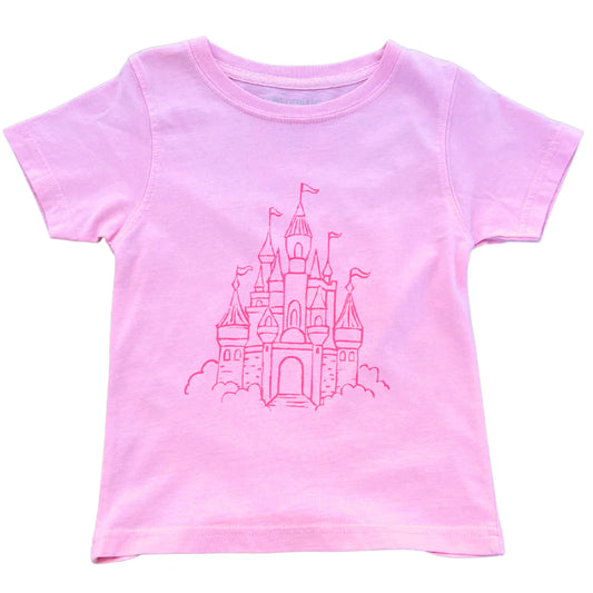 SS LT PINK CASTLE TSHIRT