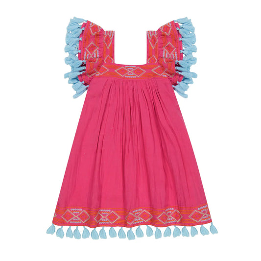 SERENA TASSEL DRESS RASPBERRY