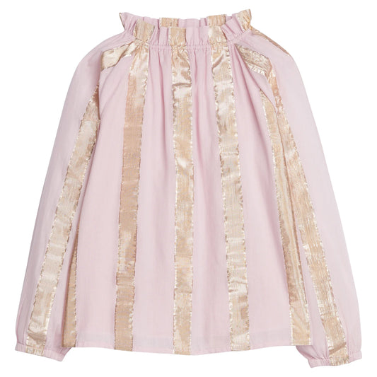 TORY TOP PINK METALLIC STRIPE