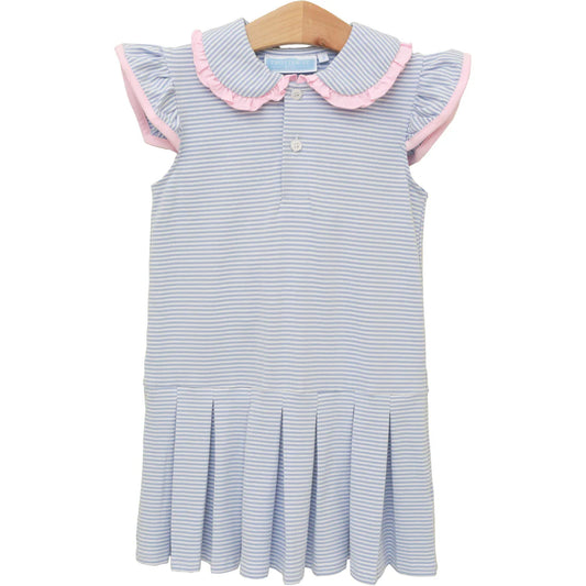 CAMILLA DRESS DUSTY BLUE/PINK