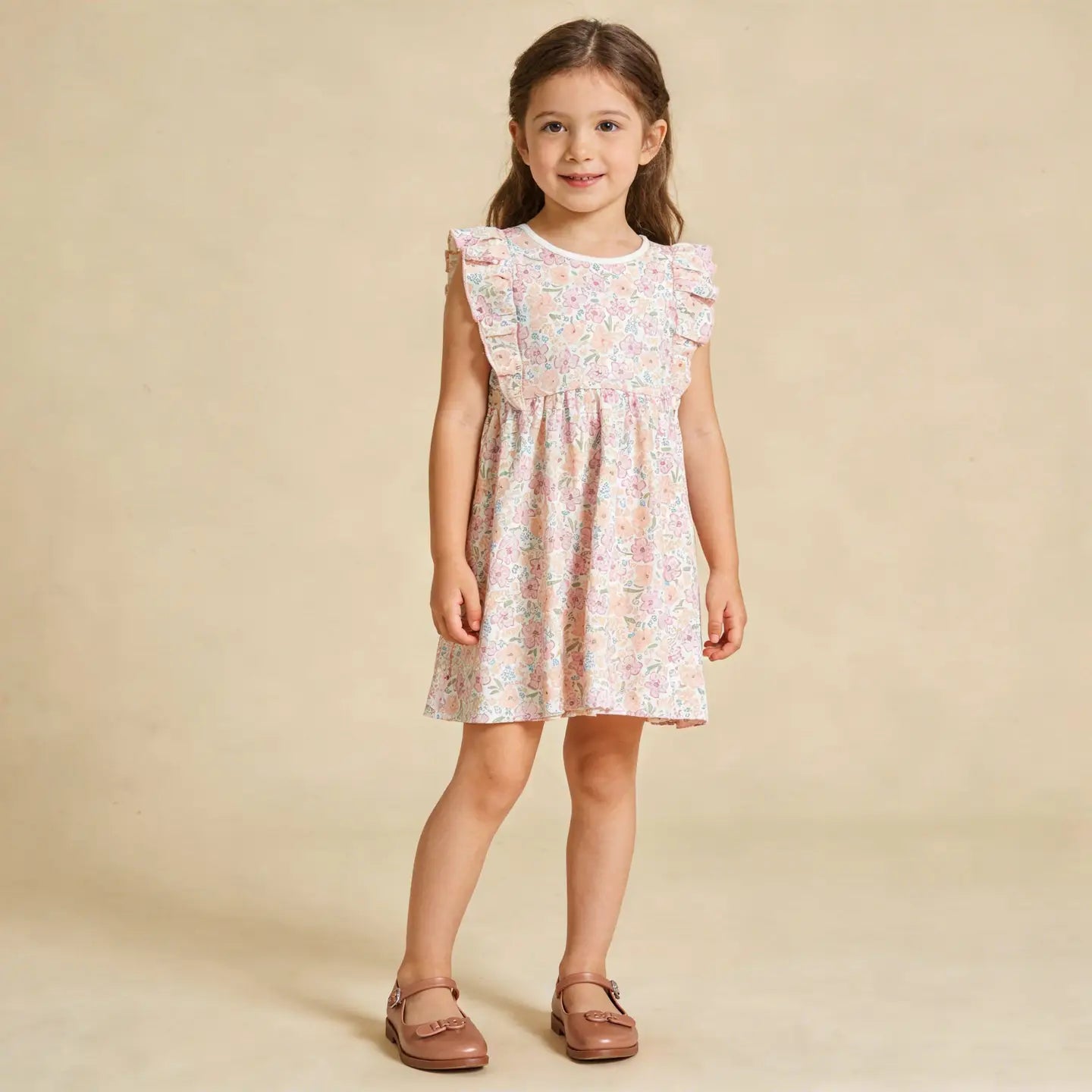 ORGANIC FLUTTER DRESS PEONY