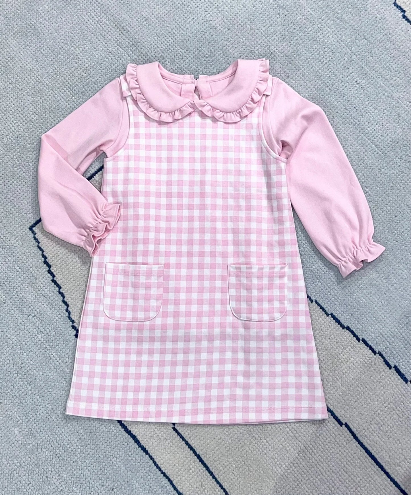 SAVANNAH SCALLOPED JUMPER PINK GINGHAM