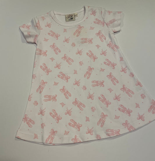 PINK BALLET PRINT A-LINE DRESS