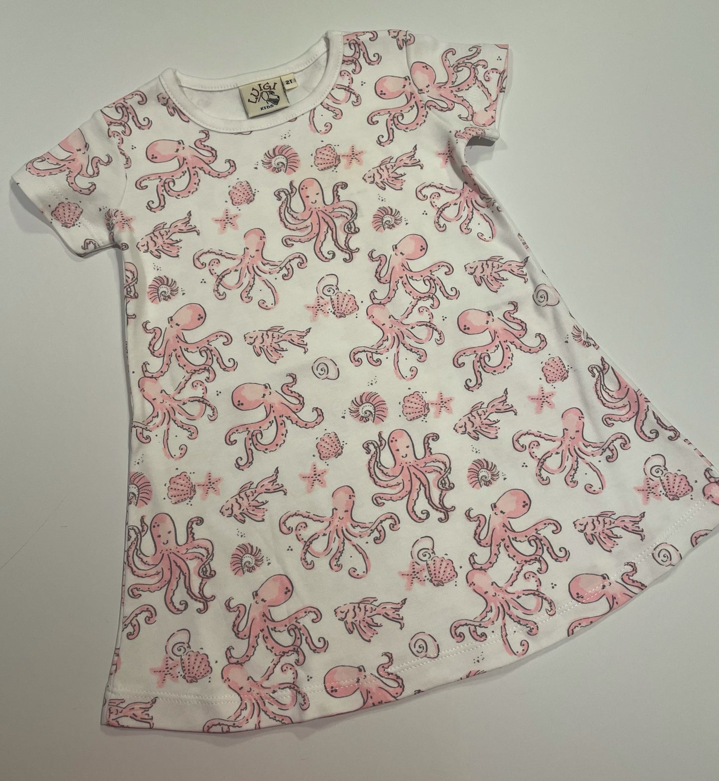 PINK OCTOPUS PRINT A-LINE DRESS