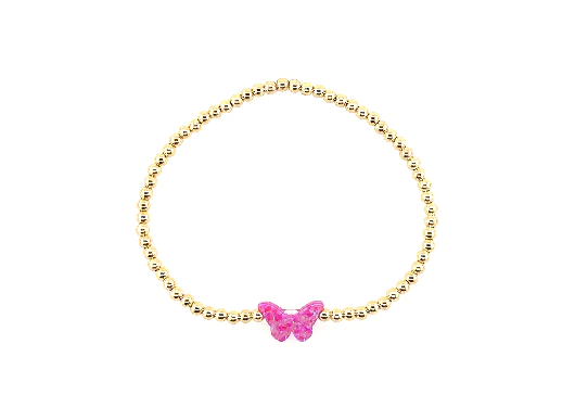 PINK BUTTERFLY GOLD FILLED BRACELET