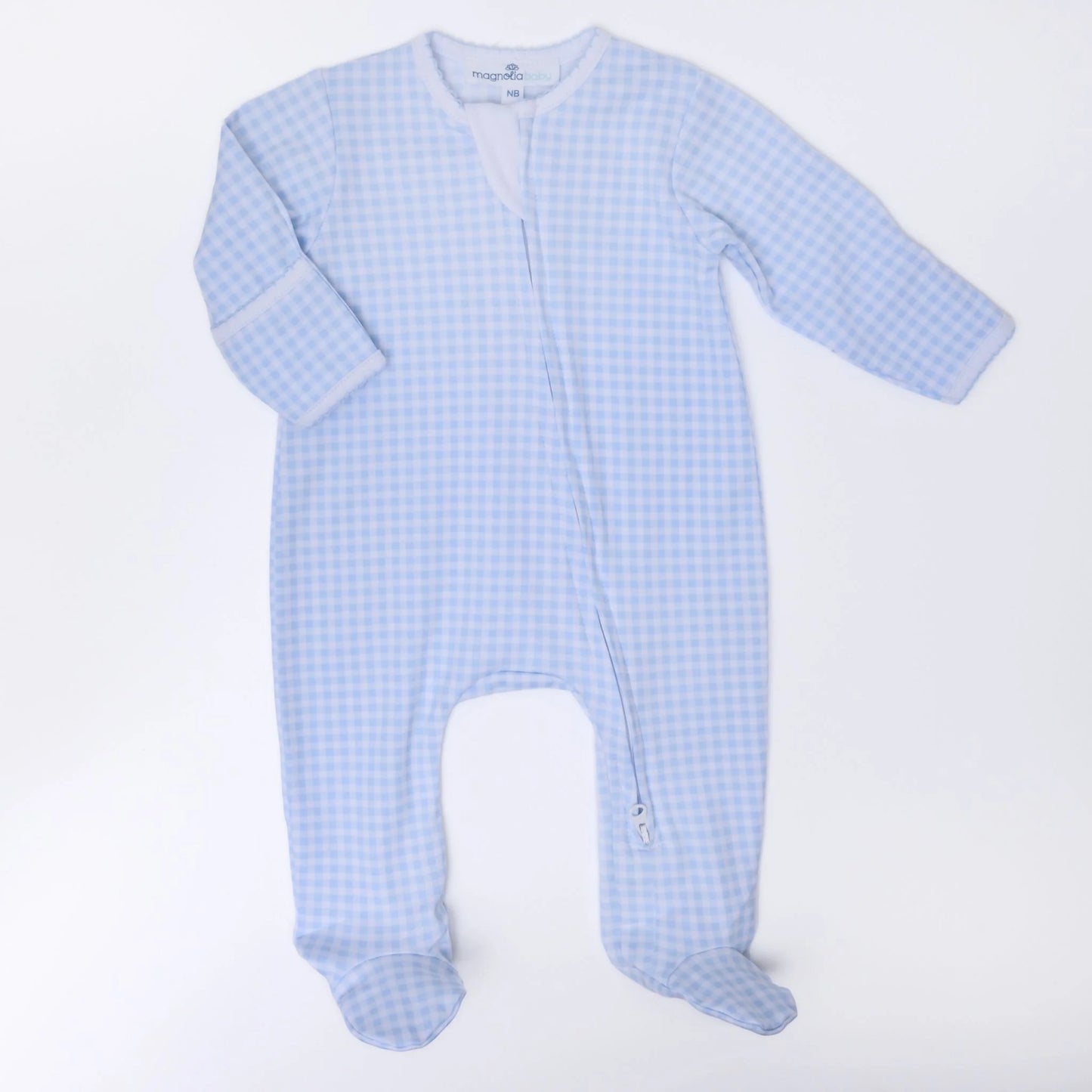 BLUE MINI CHECKS ZIPPER FOOTIE