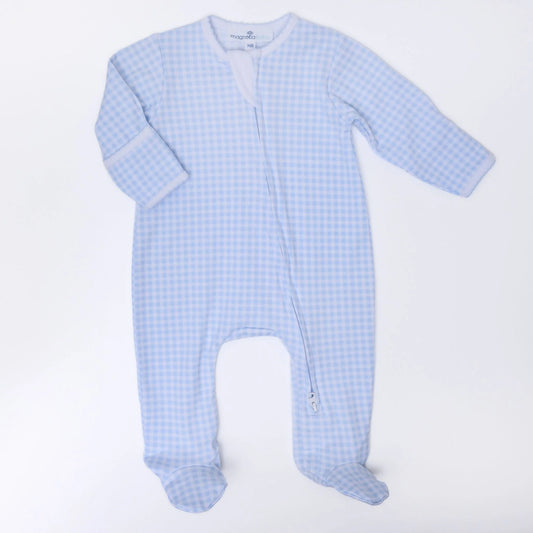 BLUE MINI CHECKS ZIPPER FOOTIE
