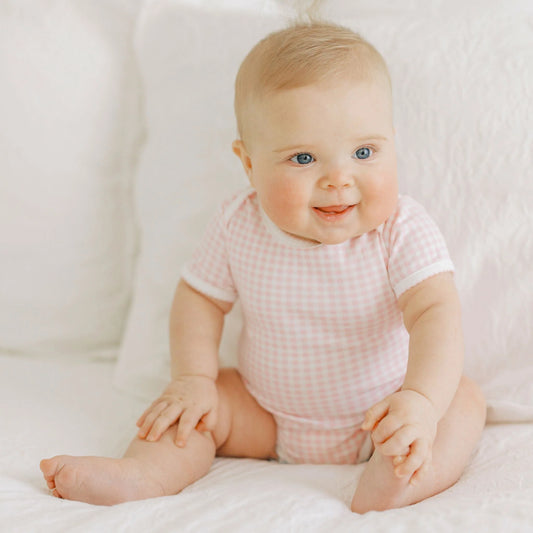 PINK MINI CHECKS BODYSUIT