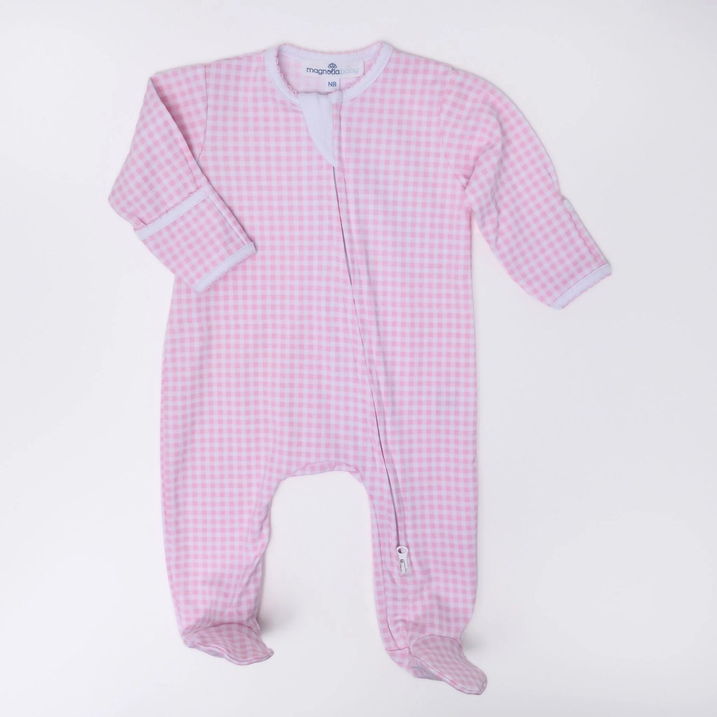 PINK MINI CHECKS ZIPPER FOOTIE