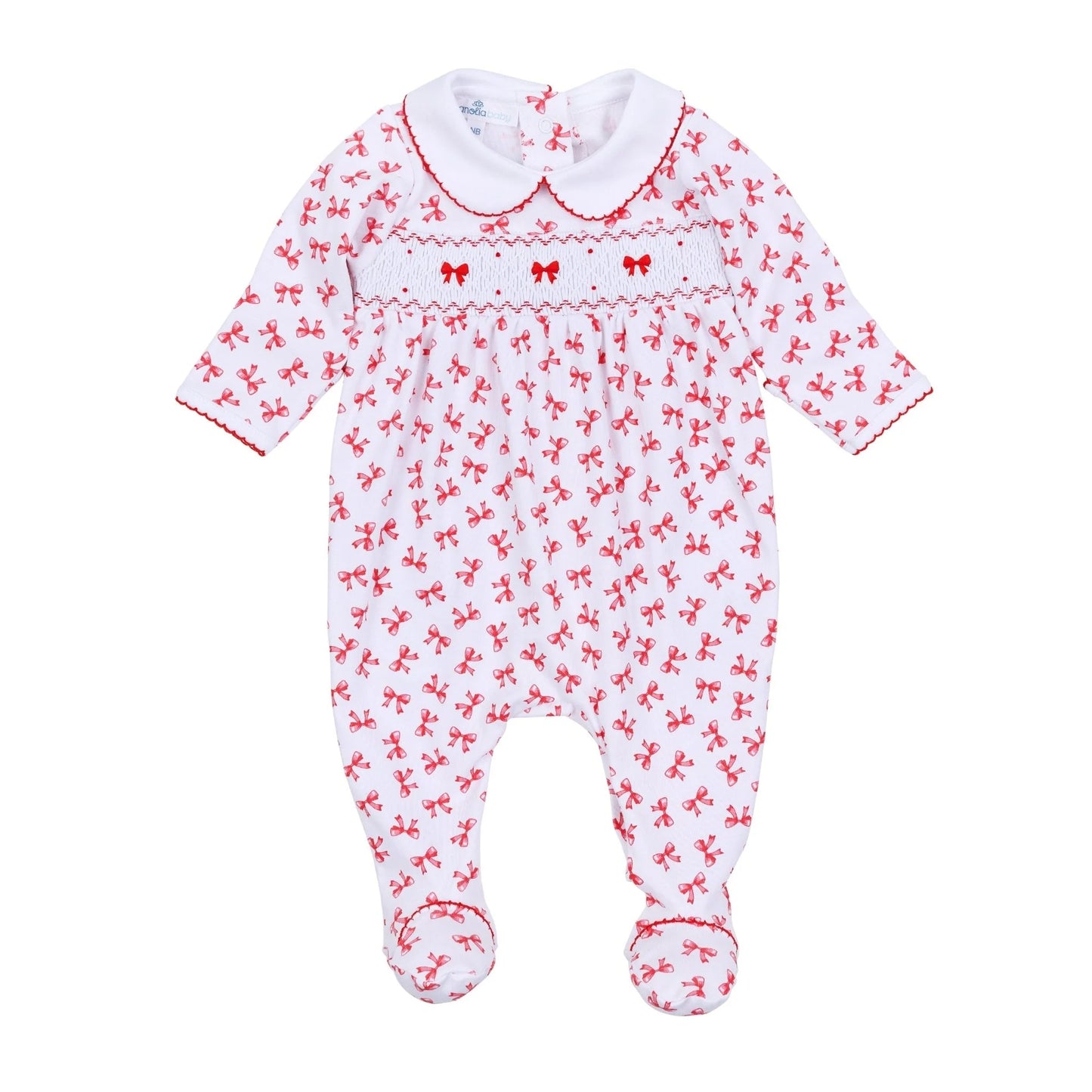 SCARLETT BOWS SMOCKED LS BUBBLE