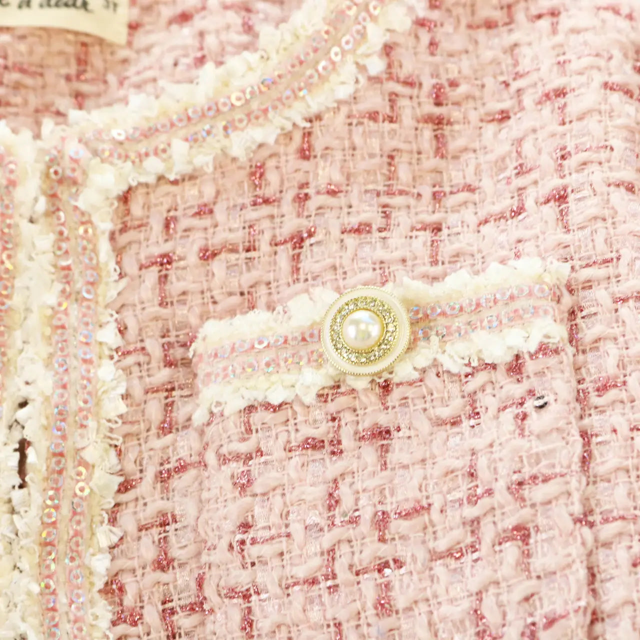 SEQUIN TRIM TWEED JACKET