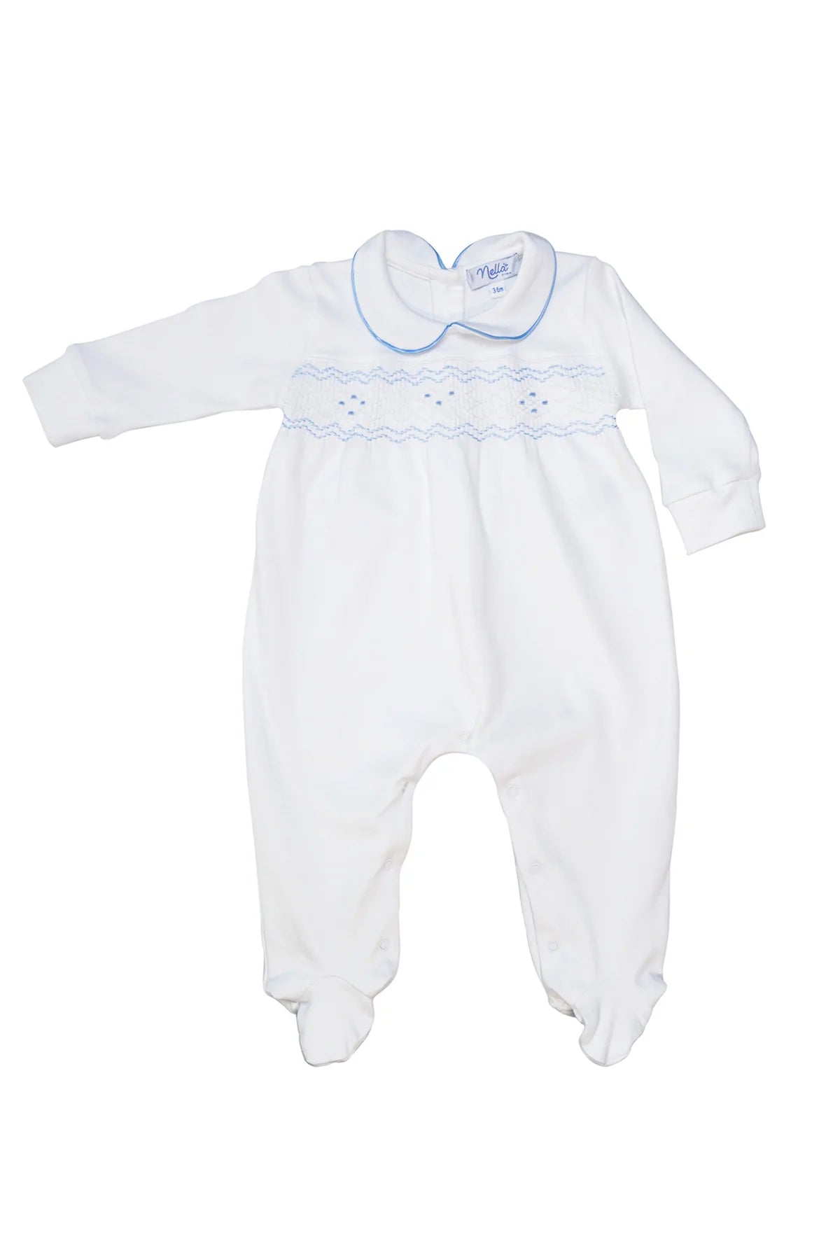 NP NELLA SMOCKED BOY FOOTIE BLUE