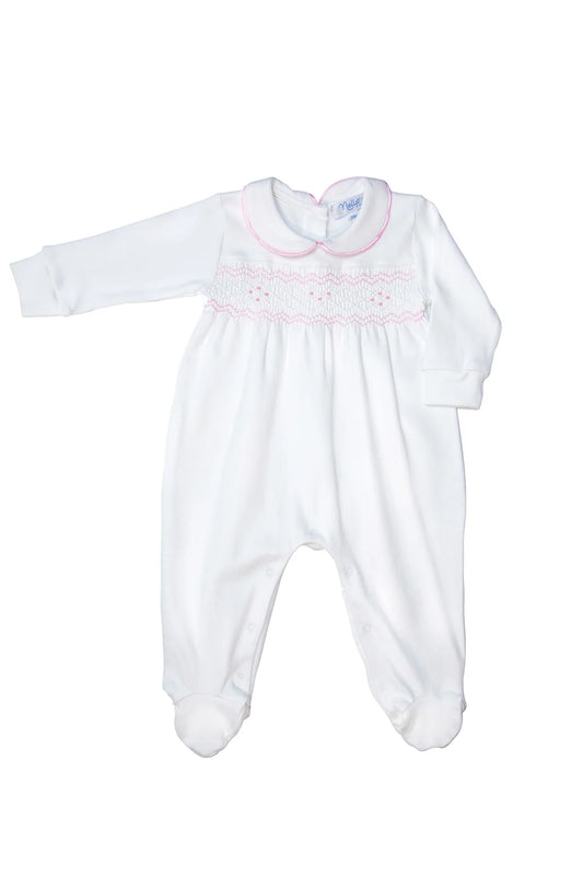 NP NELLA SMOCKED GIRL FOOTIE PINK