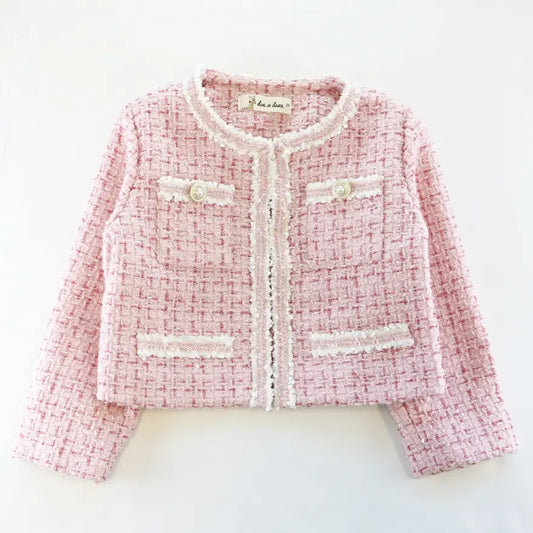 SEQUIN TRIM TWEED JACKET